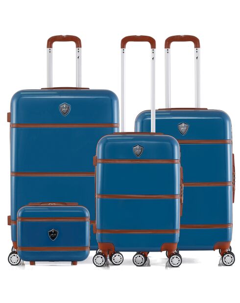 3 maletas y tocador 4 ruedas dobles Walter-C 30/55/65/75 cm azul