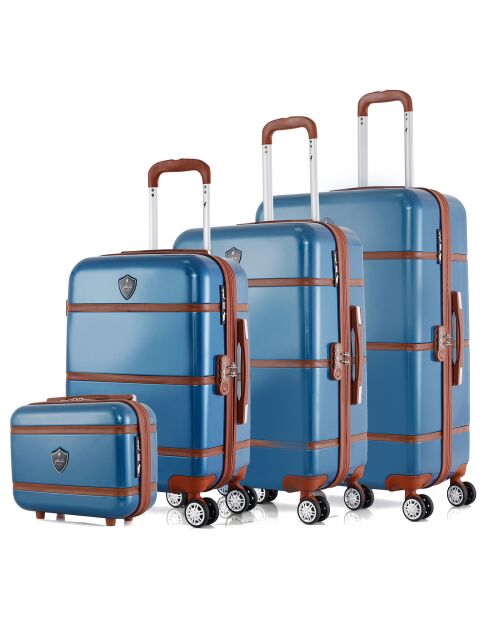 3 maletas y tocador 4 ruedas dobles Walter-C 30/55/65/75 cm azul