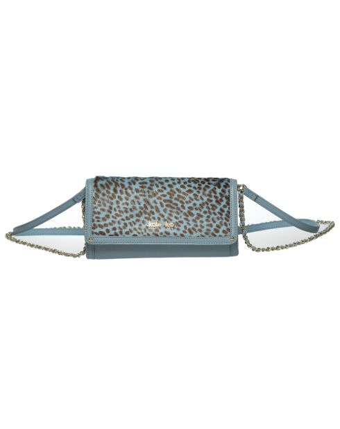 Pochette en Cuir Meryl bleue -  24x12.5x3 cm