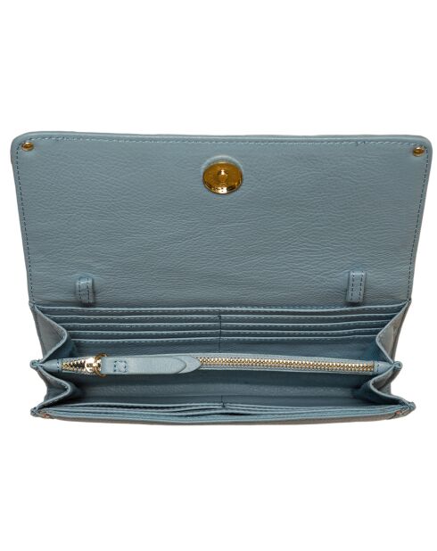 Pochette en Cuir Meryl bleue -  24x12.5x3 cm