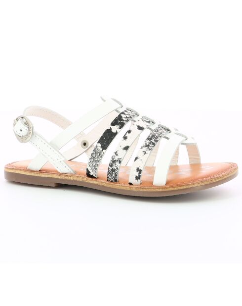 Sandales en Cuir Dixon reptile blanc/noir