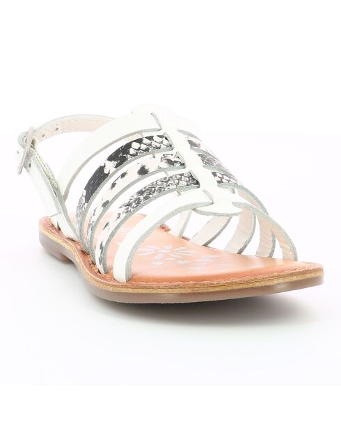 Sandales en Cuir Dixon reptile blanc/noir