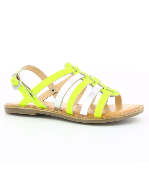 Sandales en Cuir Dixon jaune fluo/argenté