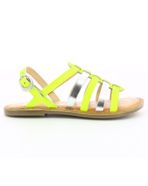 Dixon Fluo geel/zilveren leren sandalen