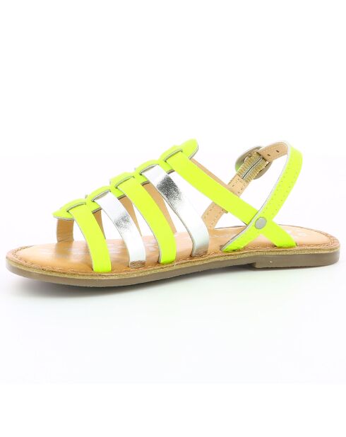 Sandales en Cuir Dixon jaune fluo/argenté