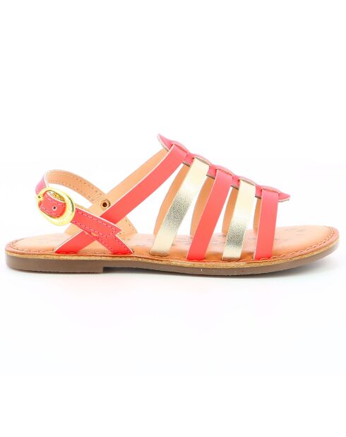 Dixon oranje/koraalkleurige fluo leren sandalen
