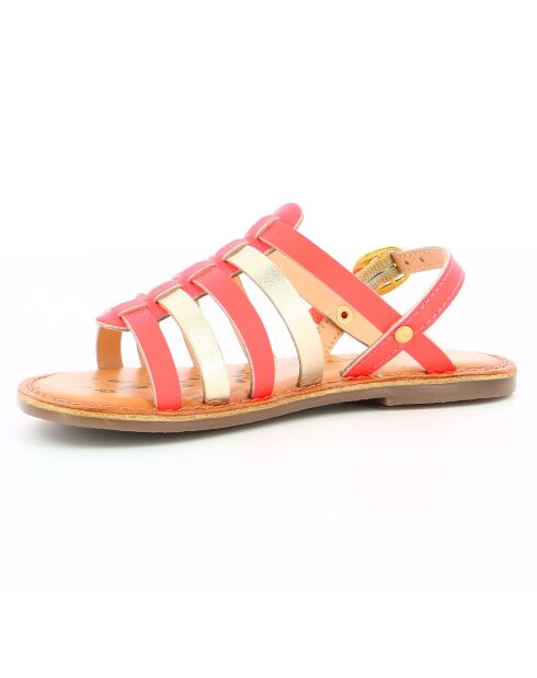 Dixon oranje/koraalkleurige fluo leren sandalen