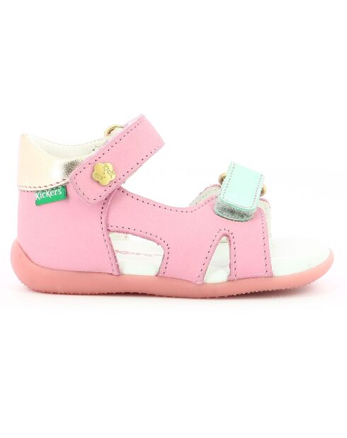 Binsia-2 leren sandalen roze/goud/blauw