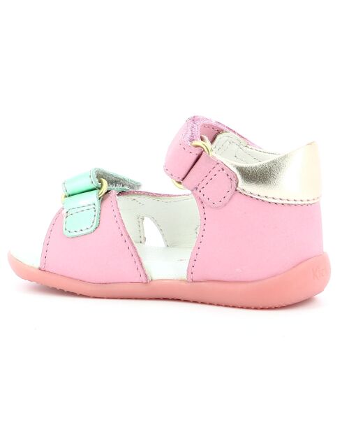 Binsia-2 leren sandalen roze/goud/blauw