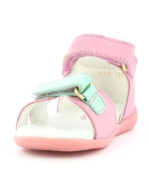 Binsia-2 leren sandalen roze/goud/blauw