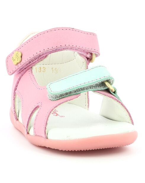 Binsia-2 leren sandalen roze/goud/blauw