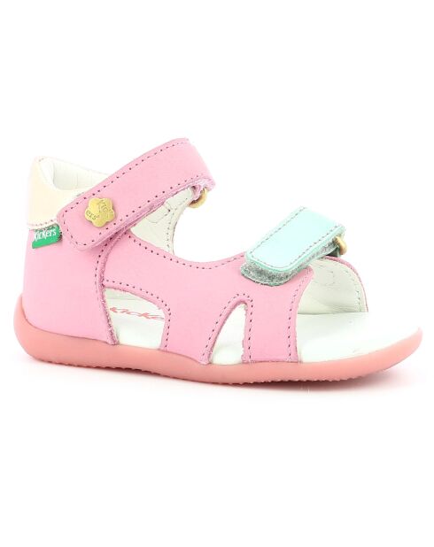 Binsia-2 leren sandalen roze/goud/blauw