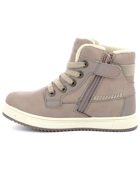 Yepo Wpf metallic beige sneakers met bontvoering