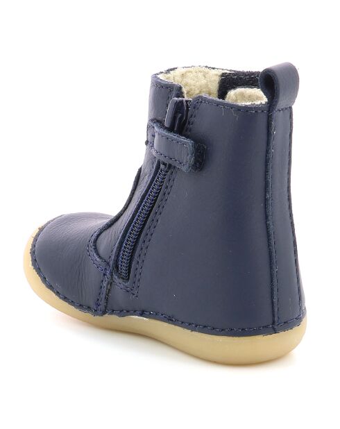 Socool Cho donkerblauwe gevoerde leren laarzen