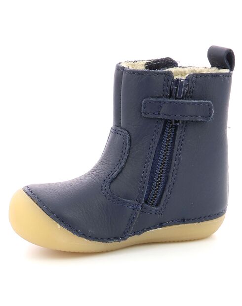 Socool Cho donkerblauwe gevoerde leren laarzen