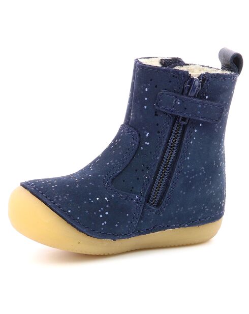 Socool Cho donkerblauwe gevoerde leren laarzen