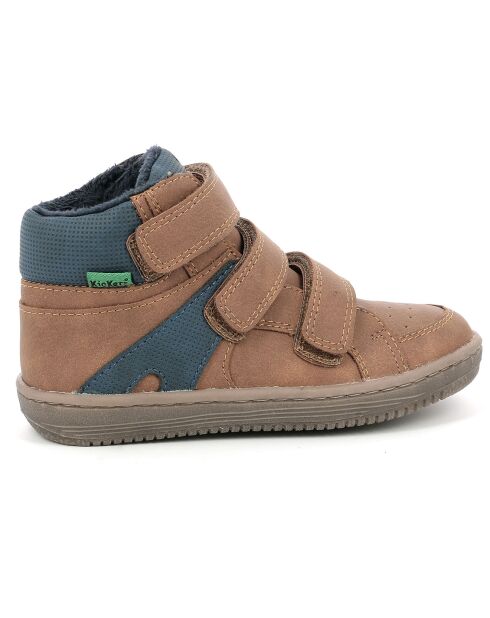 Sneakers fourrées en Velours de Cuir Lohan camel/bleu