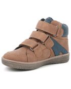 Sneakers fourrées en Velours de Cuir Lohan camel/bleu