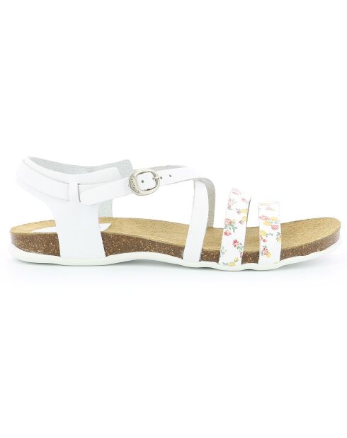 Anatomium-Ledersandalen mit weißen Blumen