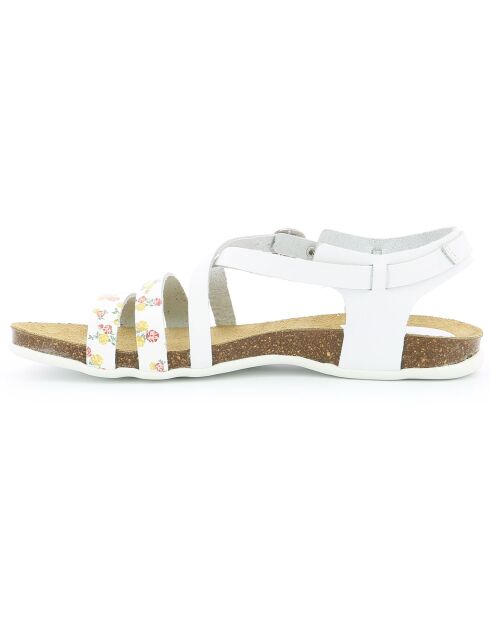 Anatomium-Ledersandalen mit weißen Blumen