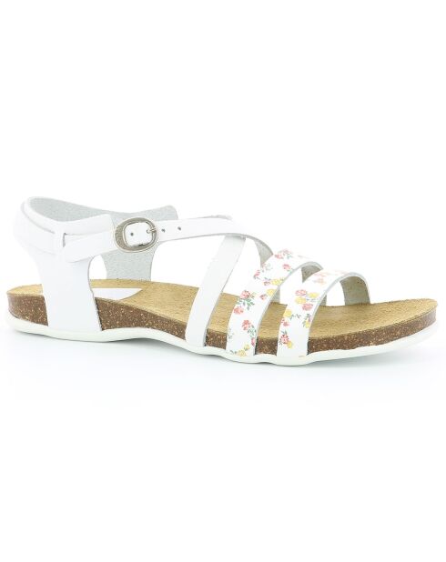 Anatomium-Ledersandalen mit weißen Blumen