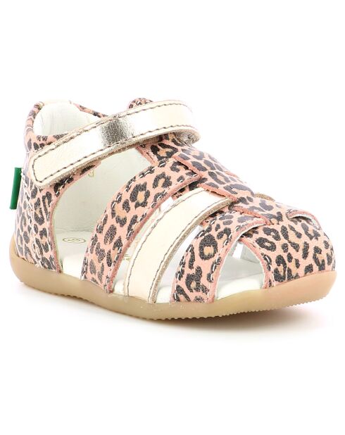 Bigflo-2 Leopard Beige leren sandalen