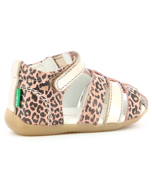 Bigflo-2 Leopard Beige leren sandalen