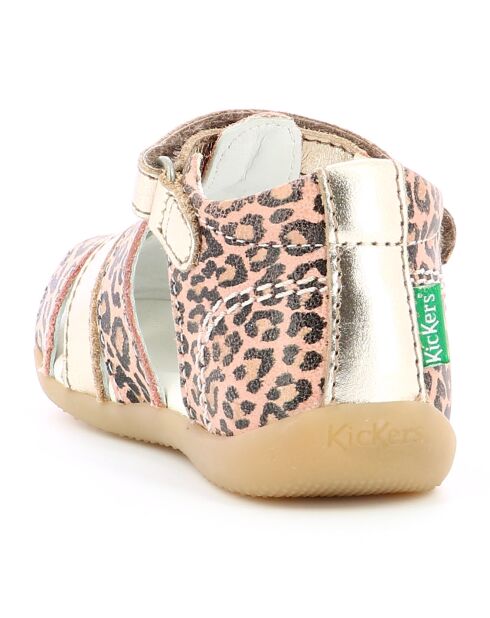 Bigflo-2 Leopard Beige leren sandalen