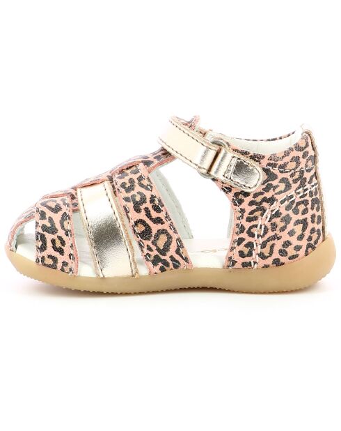 Bigflo-2 Leopard Beige leren sandalen