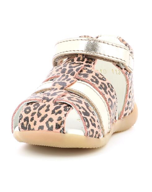 Bigflo-2 Leopard Beige leren sandalen