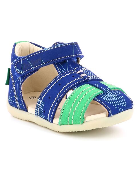 Bigbazar-2 blau/grüne Ledersandalen