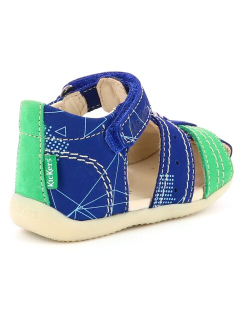 Bigbazar-2 blau/grüne Ledersandalen