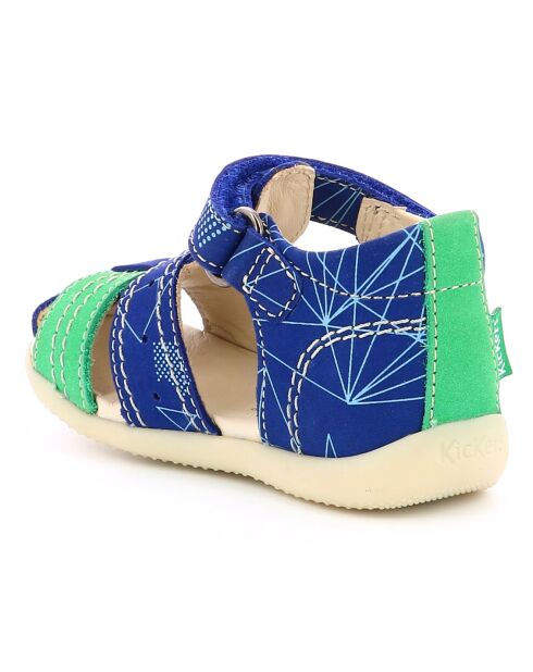 Bigbazar-2 blau/grüne Ledersandalen