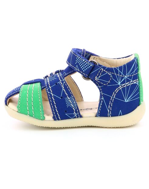 Bigbazar-2 blau/grüne Ledersandalen