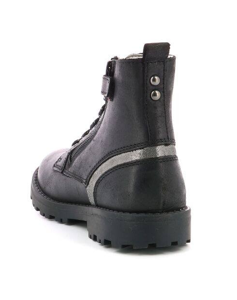 Bottillons en Cuir Grooke noir/argenté