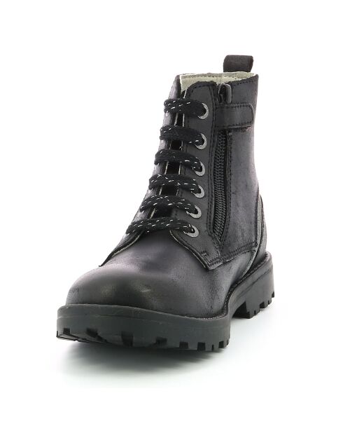 Bottillons en Cuir Grooke noir/argenté