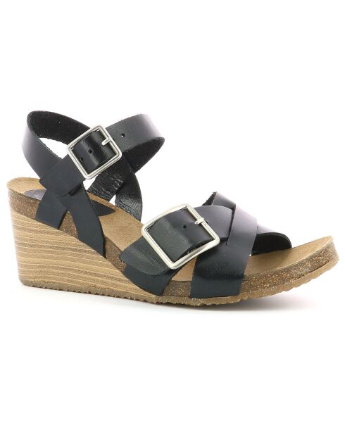 Sandales en Cuir Spainstrap noires - Talon 7 cm
