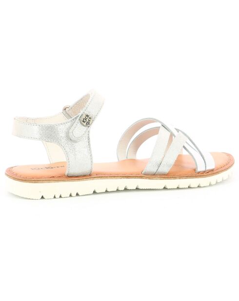 Betternew zilveren leren sandalen