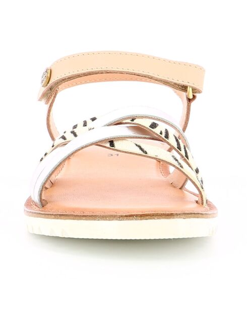 Sandales en Cuir Betternew zèbre argentées