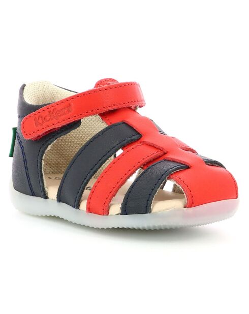 Bigflo-2 marineblauw/rood/witte leren sandalen