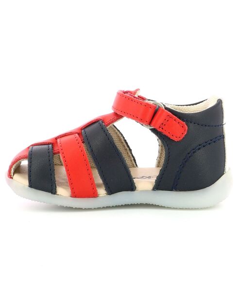Bigflo-2 marineblauw/rood/witte leren sandalen