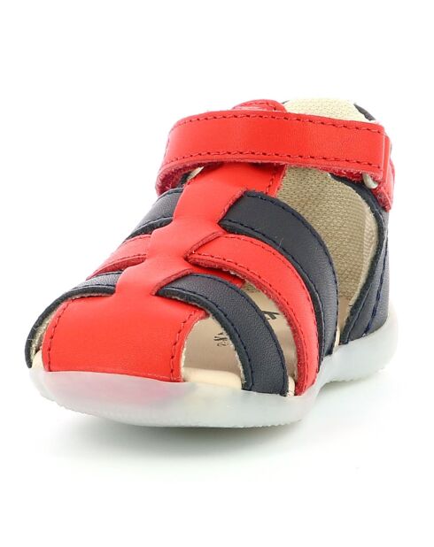 Bigflo-2 marineblauw/rood/witte leren sandalen