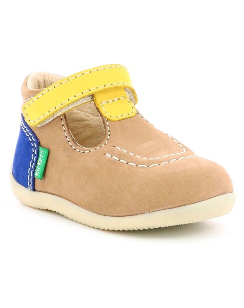 Salomés en Cuir Bonbekro beige/jaune/marine