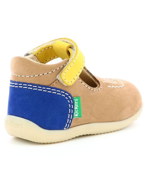 Salomés en Cuir Bonbekro beige/jaune/marine