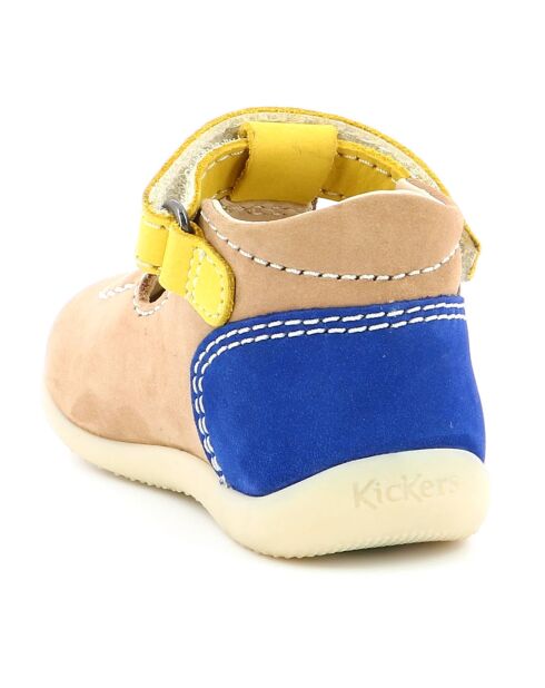 Salomés en Cuir Bonbekro beige/jaune/marine