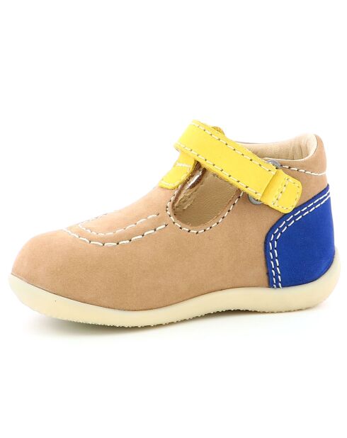 Salomés en Cuir Bonbekro beige/jaune/marine