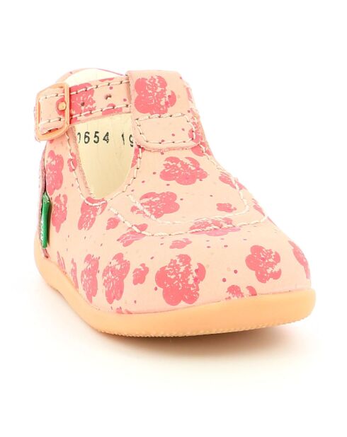 Bonbek-2 leren broek met roze bloemen