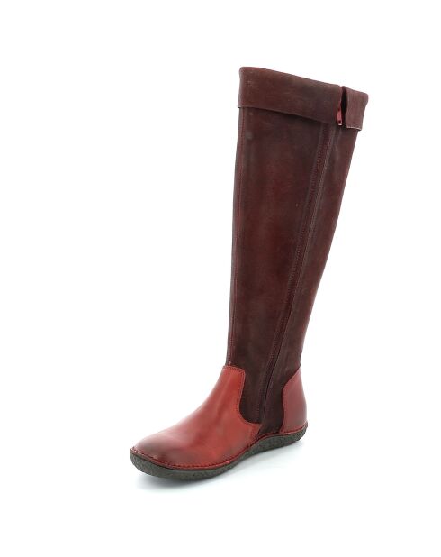 Bottes en Velours de Cuir Hohigh rouge bordeaux