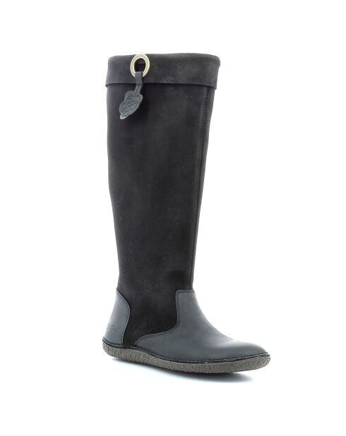 Bottes en Velours de Cuir Hohigh noires