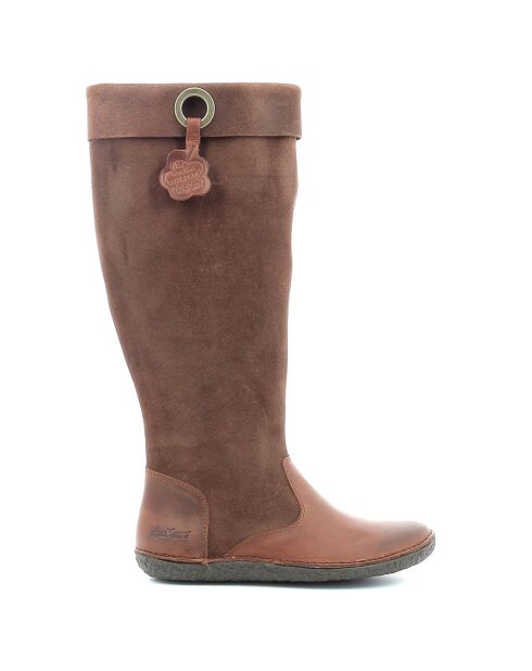 Bottes en Velours de Cuir Hohigh marron foncé